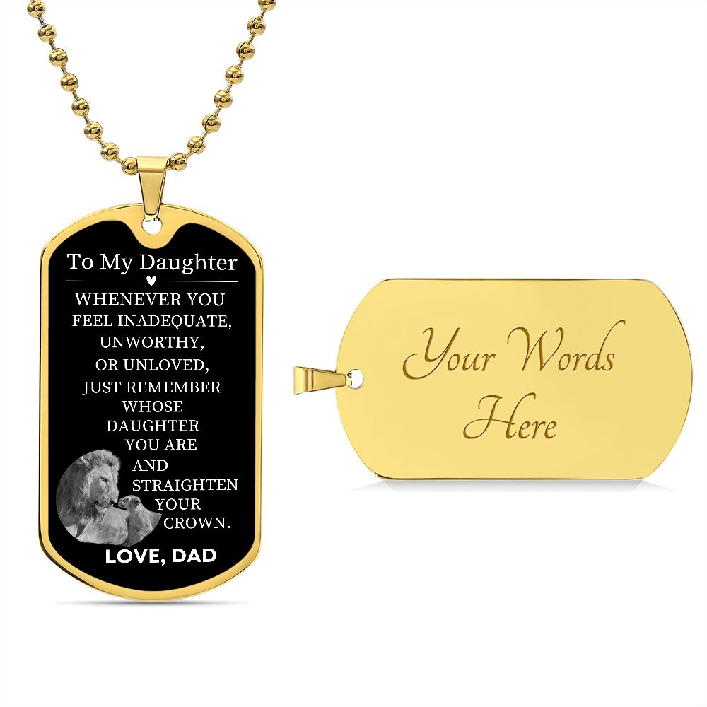 To My Daughter | Lion and Cub Dog Tag Necklace
