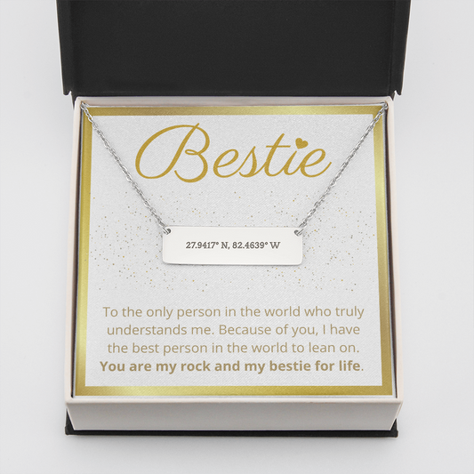 To My Bestie, Coordinates Necklace, Gift For Best Friend