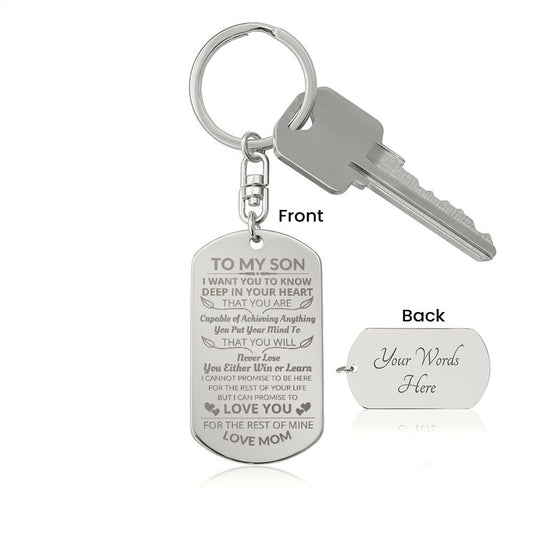 To My Son | Engraved Keychain From Mom