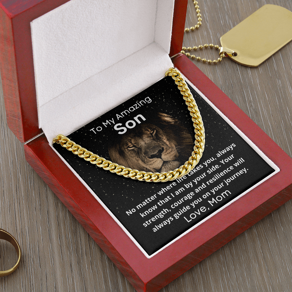 Cuban Link Chain Necklace for Son, Gift for From Mom, Christmas Birthday Graduation Gift