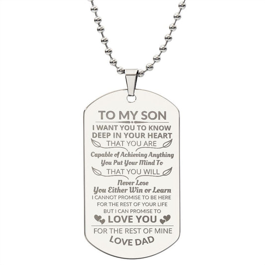 To My Son | Engraved Dog Tag Necklace From Dad