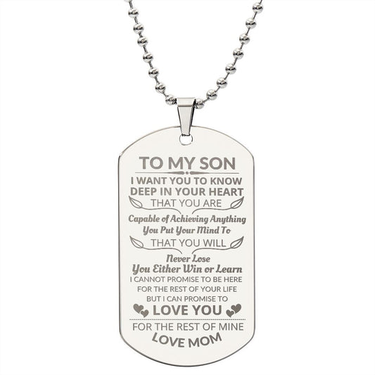 To My Son | Dog Tag Necklace From Mom