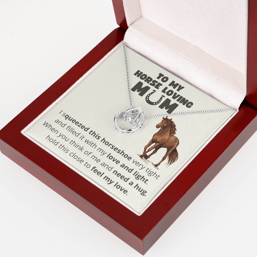 Horse Loving Mom Message Card Necklace from Son or Daughter