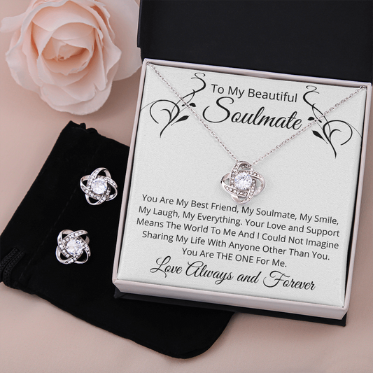 To My Beautiful Soulmate - Pendant Necklace and Earrings Gift Set