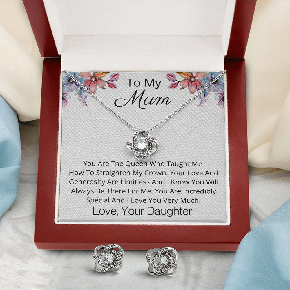 Happy Mother's Day Necklace and Earrings Gift Set - For Mum from Daughter
