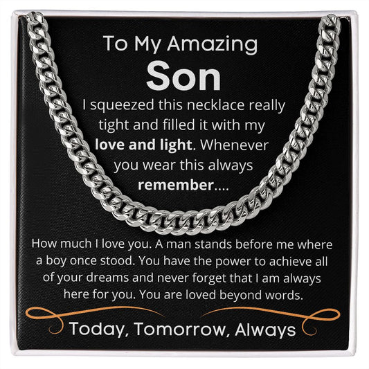 To My Amazing Son - Cuban Link Necklace - Gift Set