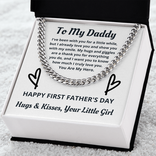 First Father's Day, Cuban Link Chain, Gift for Dad from Daughter