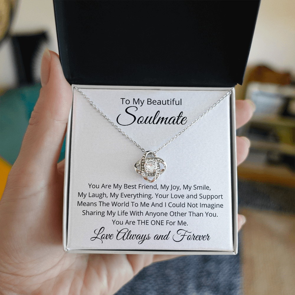 To My Beautiful Soulmate - Pendant Necklace with Message Card Gift