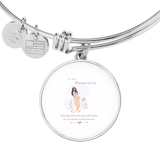 Mama-to-be Bracelet Pendant Charm White and Gold Bracelet