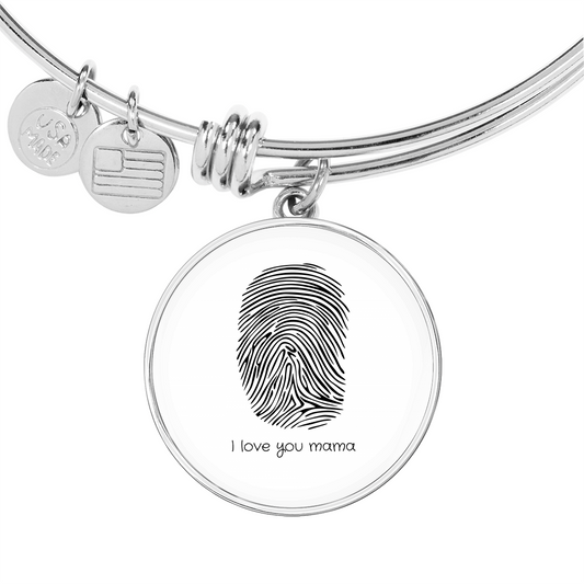 I Love You Mama Fingerprint Child to Mom Charm Bracelet