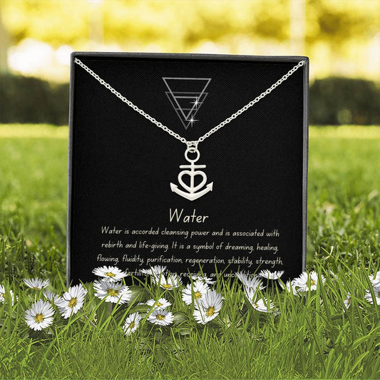 Friendship Water Element Minimalist Anchor Heart Charm Necklace Gift