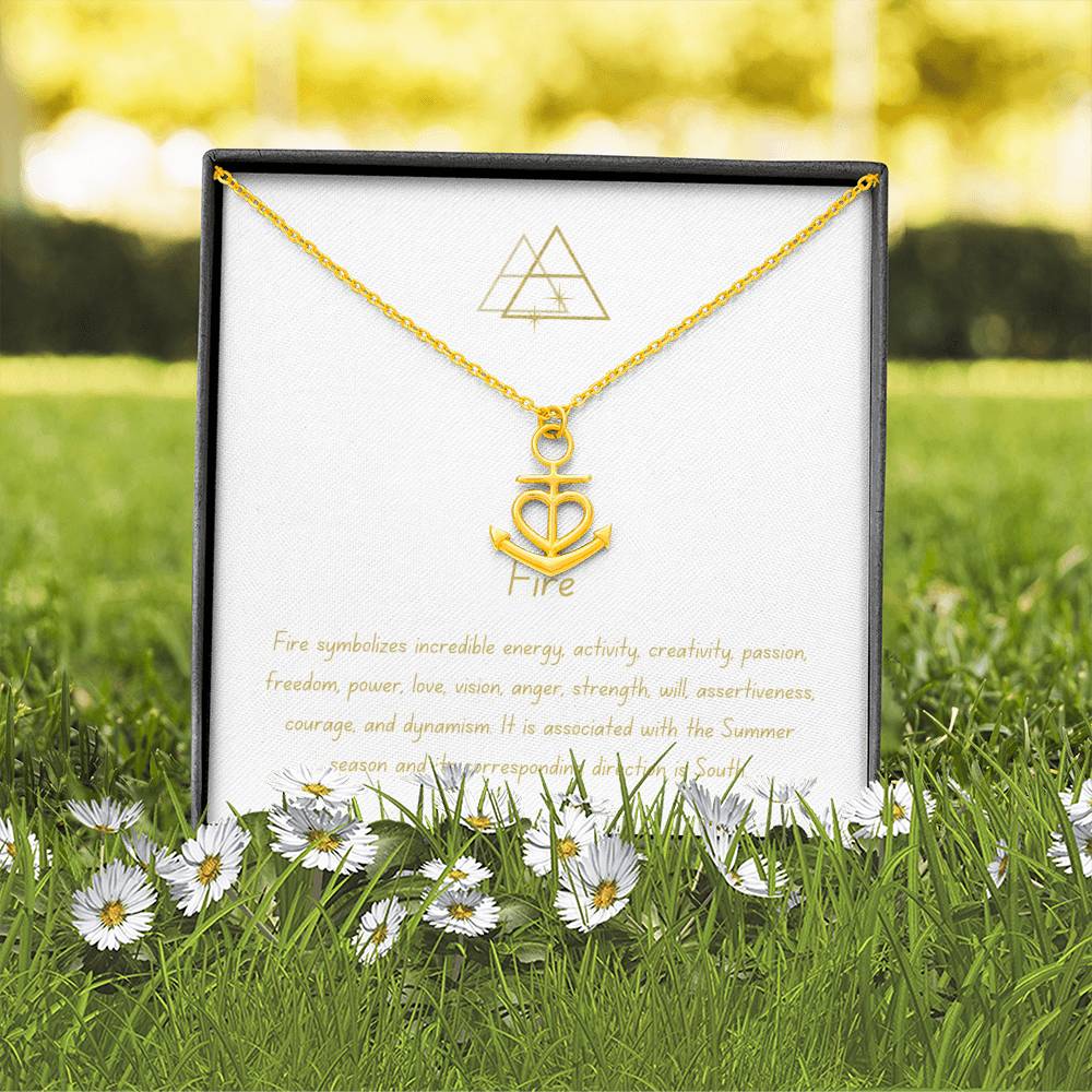 Friendship Fire Element Minimalist Heart Charm Anchor Necklace