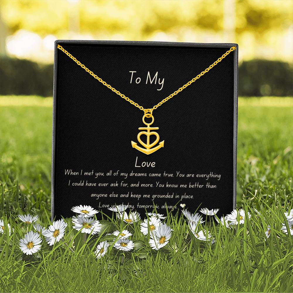 Wife Present, Girlfriend Gift Minimalist Heart Anchor Charm Necklace
