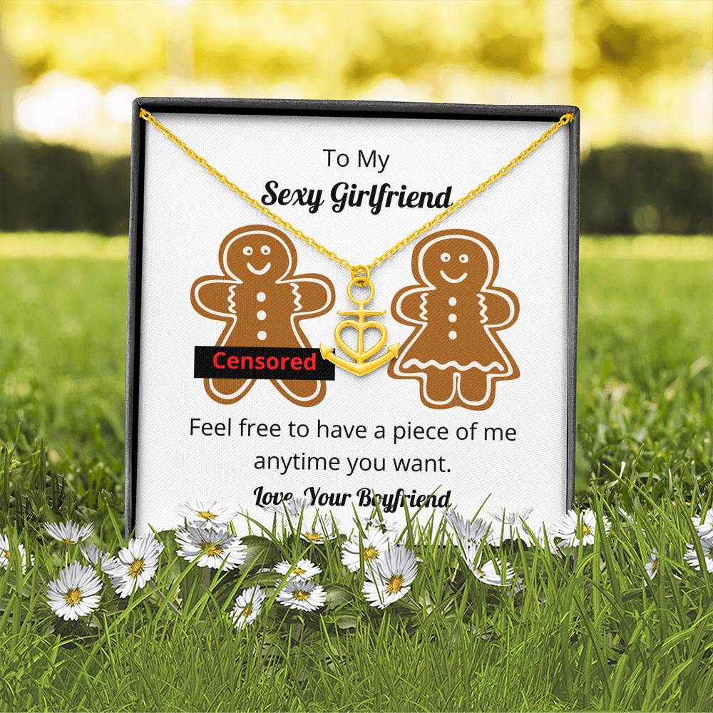 Gingerbread Naughty Couple Message Card Necklace Pendant Faith Love Hope Necklace Silver Gold