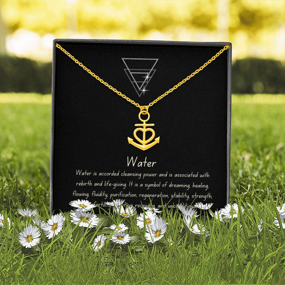 Friendship Water Element Minimalist Anchor Heart Charm Necklace Gift