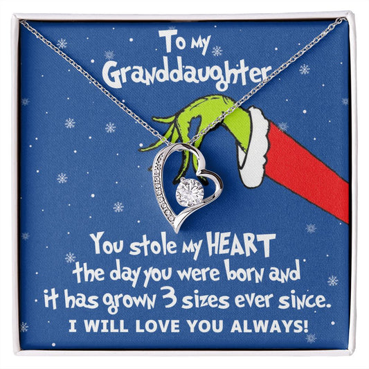 To My Granddaughter | Grinch Christmas Necklace