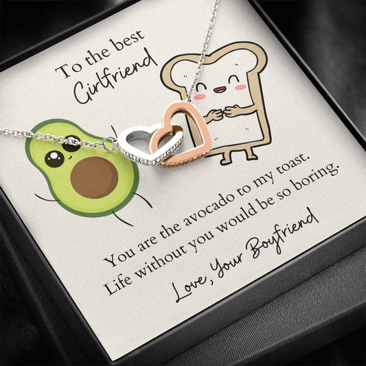 To the Best Girlfriend Avocado Toast Two Interlocked Hearts Necklace