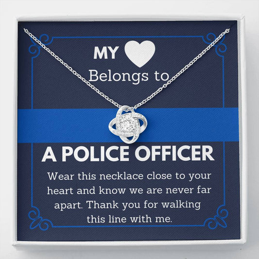 Police Officer Wife, Blue Line Gift, Pendant Necklace, Forever Love, Gift for her