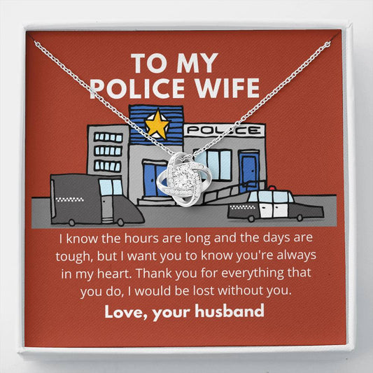 Police Wife Pendant Necklace Jewelry, Message Card, Gift for Wife