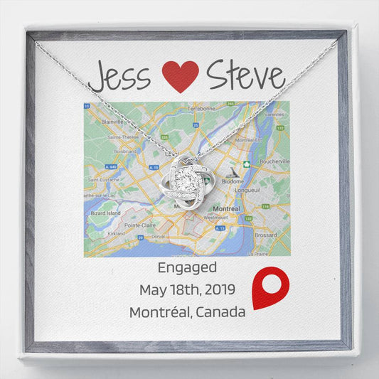 Custom Engagement Map Remember the Date Love Necklace, Gift for Fiancé, Future Wife