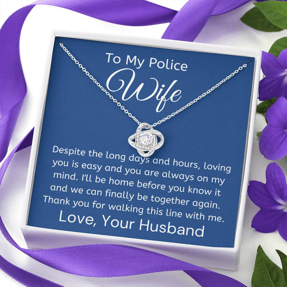 To My Police Wife, Pendant Necklace, Message Card Gift Box