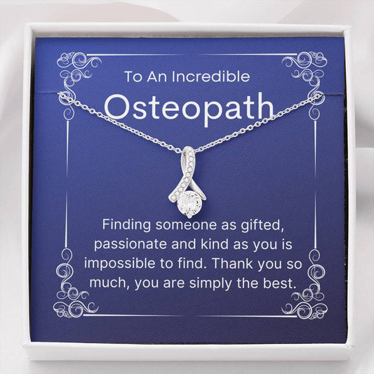 Osteopath Pendant Necklace Jewelry, Message Card gift from patient