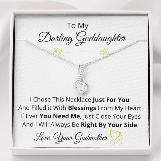 To My Goddaughter, Pendant Necklace from Godmother, Message Card Gift Set