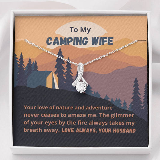 Camper wife pendant necklace jewelry, message card gift for wife