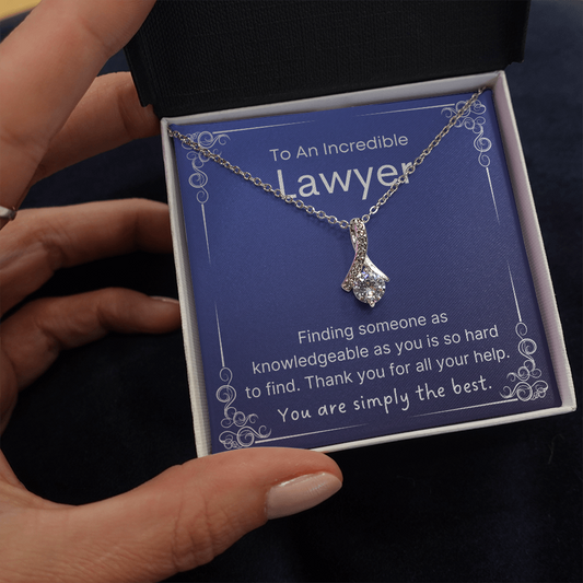 Lawyer Thank You Gift Set, Pendant Necklace Message Card