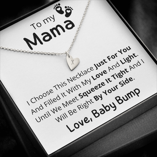 To My Mama Footprint - Mother's Day Gift Initial Heart Pendant