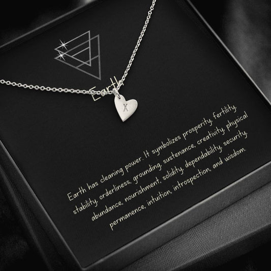 Mom Daughter Earth Element Minimalist Heart Charm Silver Necklace Gift