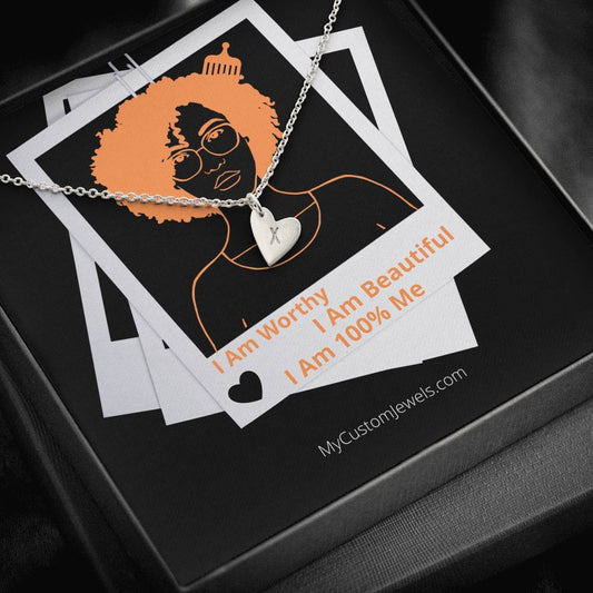 I Am 100% Me Tan Empowered Black Woman Sweetest Hearts Necklace Silver Gold