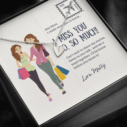 Miss You Postcard Daughter to Mom Message Card Necklace