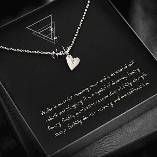 Mom Daughter Water Element Minimalist Heart Charm Silver Necklace Gift