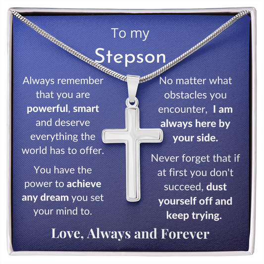 Personalized Stepson Cross, Gift for Stepson