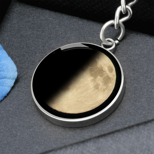 Personalized Half Moon Circle Pendant Keychain