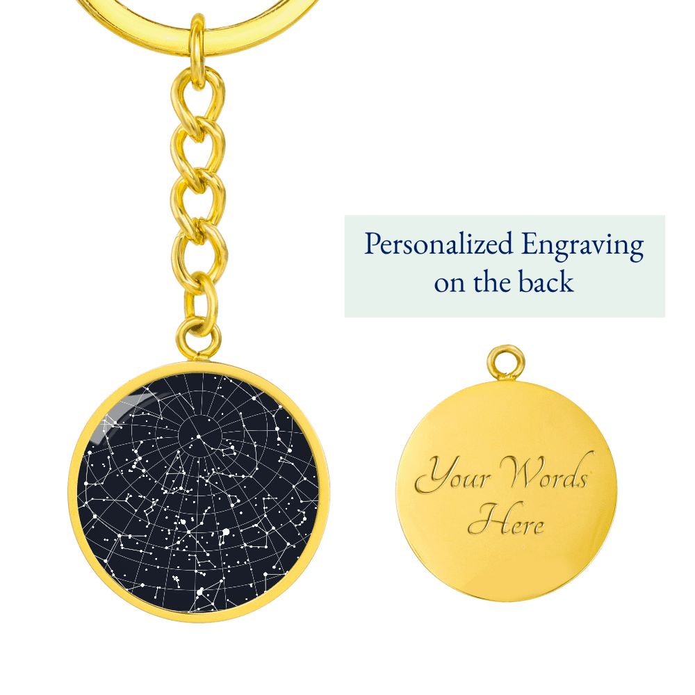 Celestial Night Sky Circle Pendant Keychain Patchogue