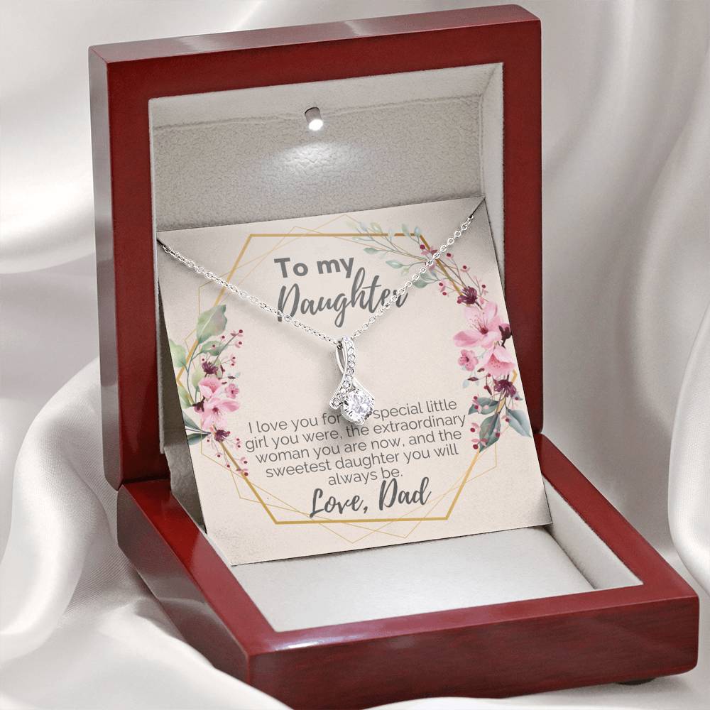 To My Daughter Pendant Necklace, Gift from Dad to Daughter, Custom Message Card, Birthday Present