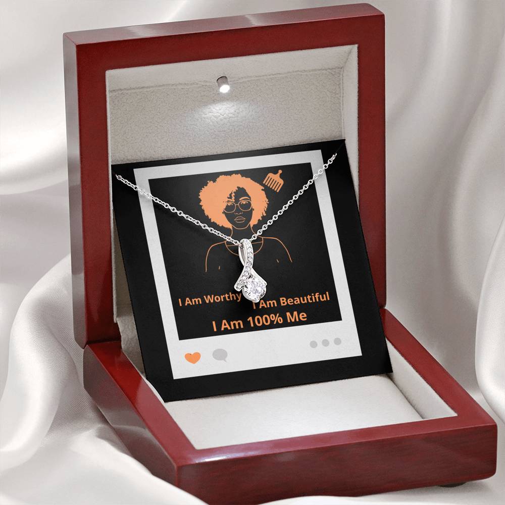 I Am 100% Me Tan Empowered Black Woman Alluring Beauty Necklace Silver Gold