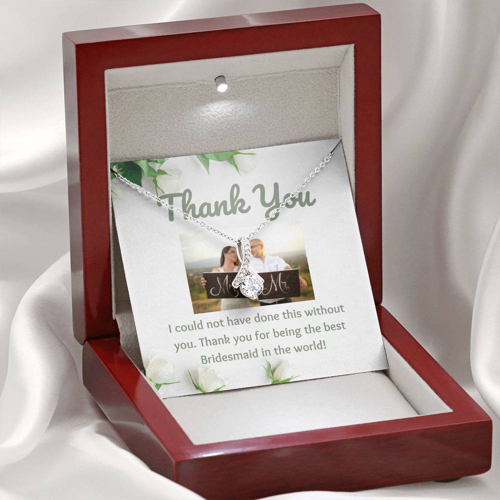 Thank You Bridesmaid Pendant Necklace Gift Buyer Upload Photo Message Card Post Wedding Gift