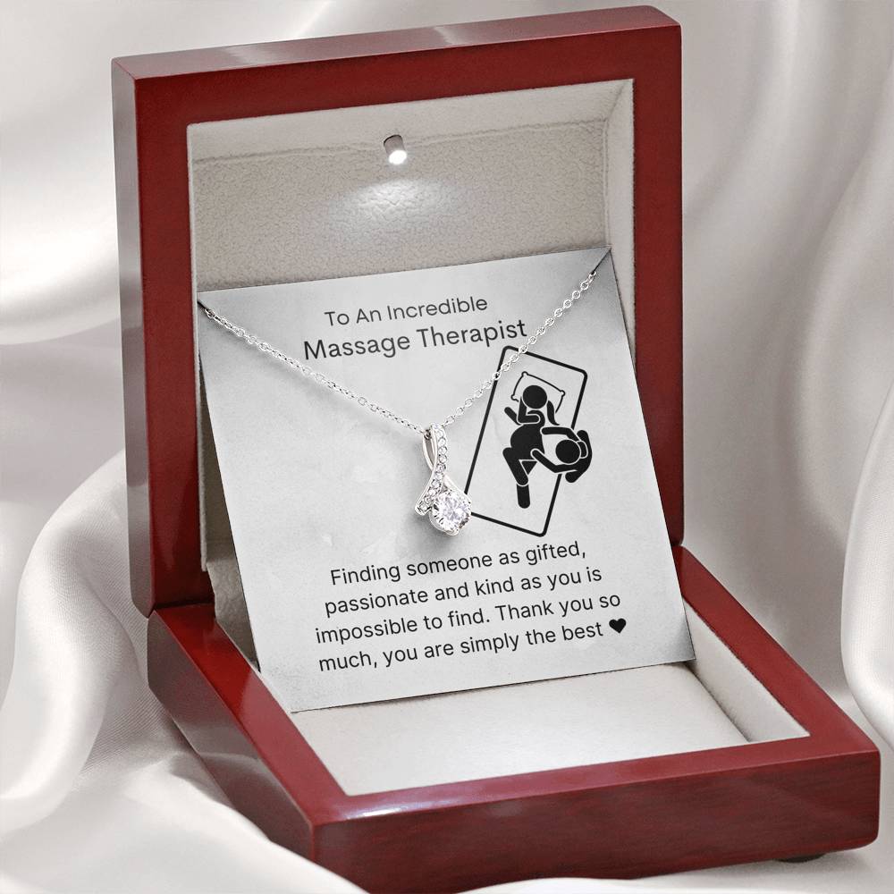 Massage Therapist Pendant Necklace Jewelry, Message Card gift from patient