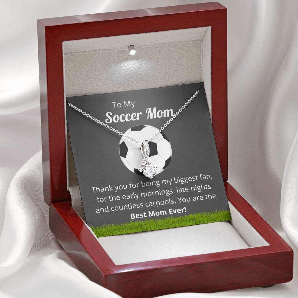 Soccer Mom Necklace Message Card, Soccer Mom Gift for her, Pendant Necklace for Mom