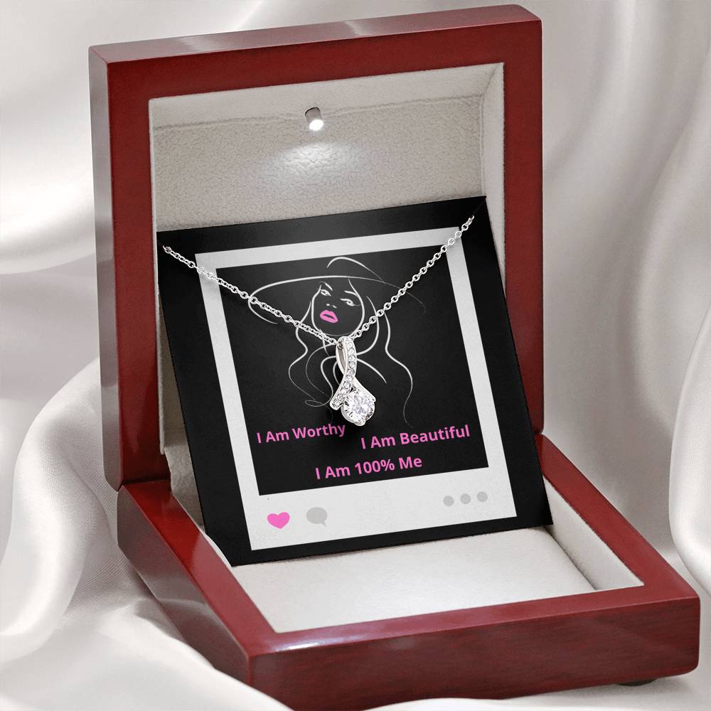 I Am 100% Me Custom Image Empowered Woman Alluring Beauty Necklace Silver Gold