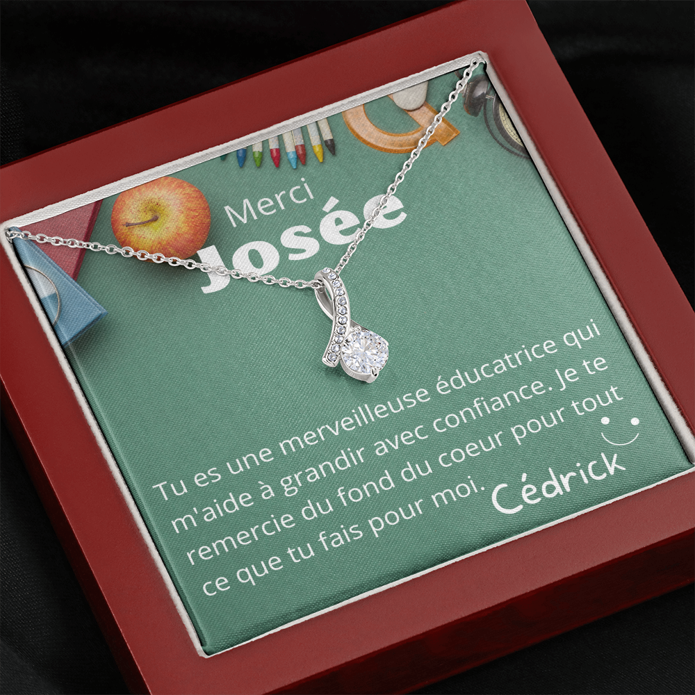 Cadeau pour éducatrice, Thank You Gift for Teacher, Pendant Necklace for Daycare Teacher Educator