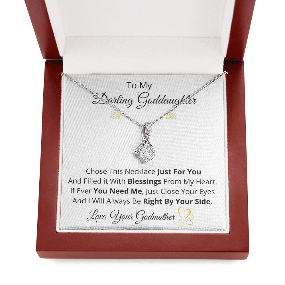 To My Goddaughter, Pendant Necklace from Godmother, Message Card Gift Set
