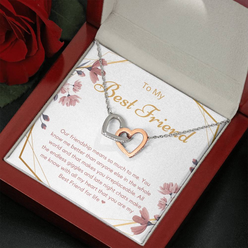 To My Best Friend Two Heart Necklace, Gift for Bestie, Soul Sister, Unbiological Sister Gift