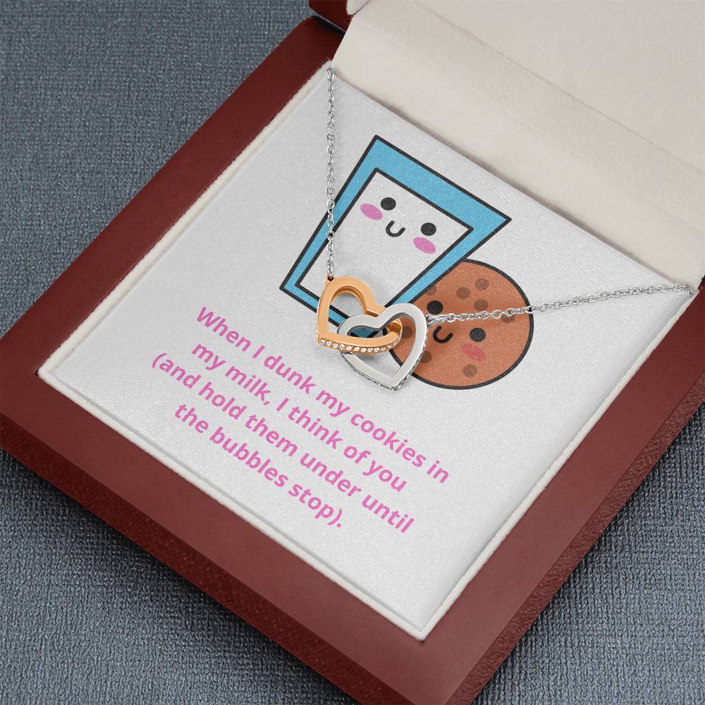 Milk and Cookies Funny message card, pendant necklace, jewelry gift