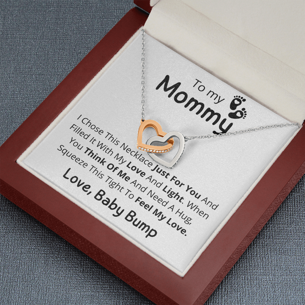 To My Mommy, Mother's Day Double Hearts Necklace, From Baby Bump