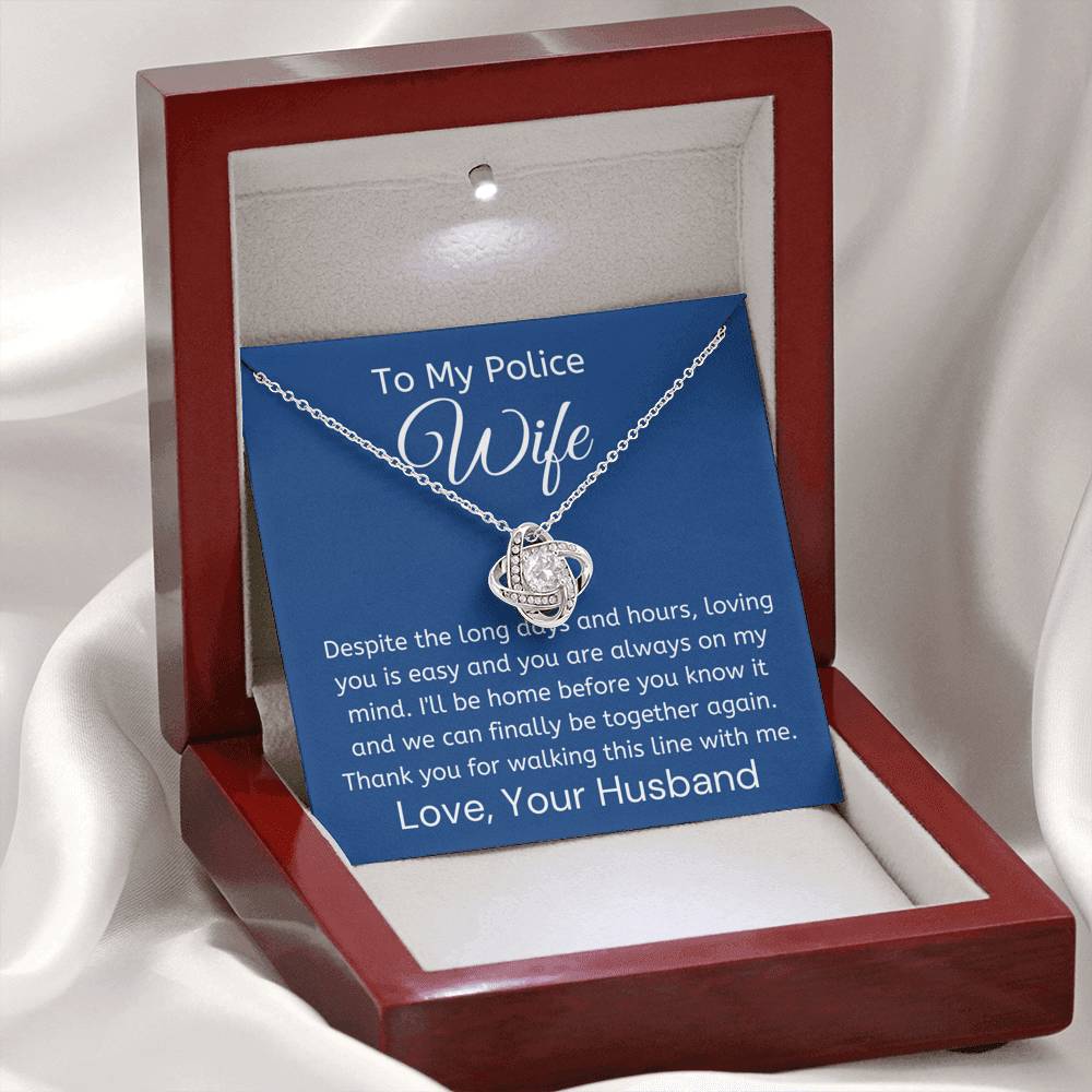 To My Police Wife, Pendant Necklace, Message Card Gift Box