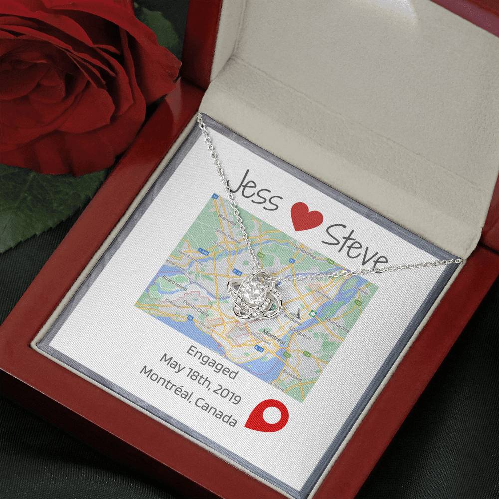 Custom Engagement Map Remember the Date Love Necklace, Gift for Fiancé, Future Wife